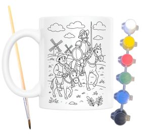 Набор для творчества кружка раскраска по мотивам Дон Кихот (Мигель де Сервантес) 330 мл белая (КР0172)