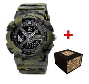 Чоловічий Тактичний годинник Awarder 005 Тризуб срібло Camo Green 1202-0147