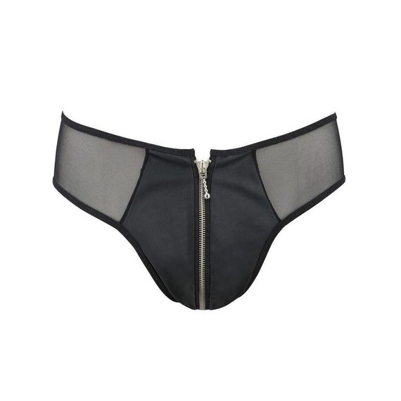 Чоловічі сліпи на блискавці Passion 042 SLIP TIMMY L/XL Black, екошкіра, сітка Sex Aura | Зображення 4