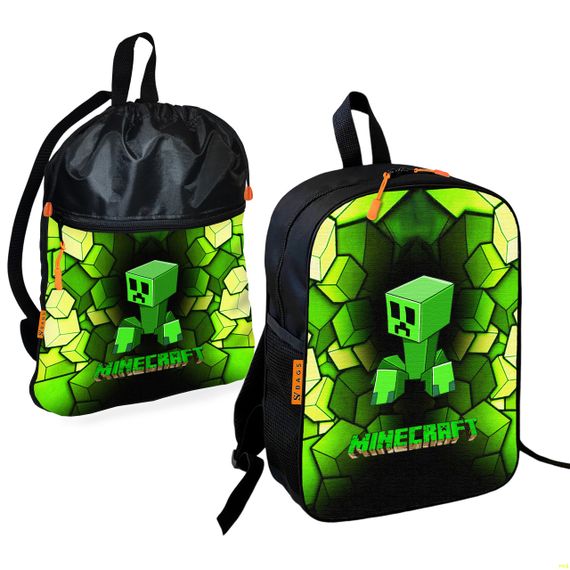 Школьный рюкзак детский Minecraft + Сумка для обуви спортивной формы рюкзак-мешок  для мальчика (01715)