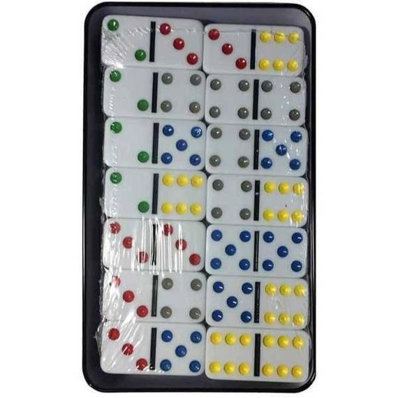 Доміно пластмасове 55шт у залізній коробці Double Color Dot