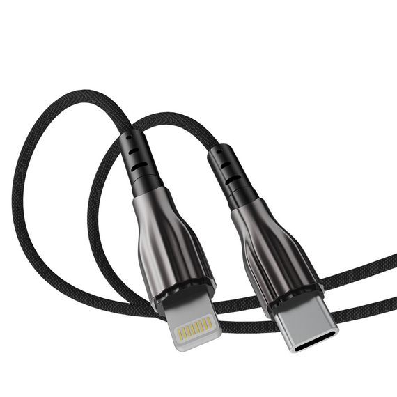Кабель Aspor A110PD L Type-C – Lightning 27W/2м Nylon- черный | Зображення 1