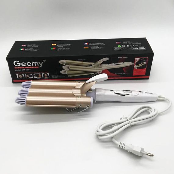 Потрійна плойка хвиля для волосся Geemy GM 1988 / Стайлер для завивки локонів | Зображення 9