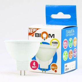 Світлодіодна лампа Biom BT-541 4W MR16 GU5.3 3000К матова