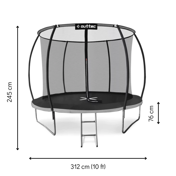 Батут Outtec Premium 10ft (312см) чорно-сірий з внутрішньою сіткою | Зображення 1