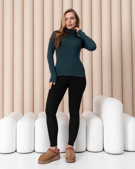 Женская теплая водолазка-гольф полушерсть на термо флисе цвет темно-зеленый размер 50 DM09.09 | Зображення 2