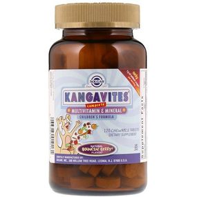 Вітамінно-мінеральний комплекс Solgar Kangavites, Complete Multivitamin & Mineral Children's Formula 120 Chewable Tabs Berry Flavor