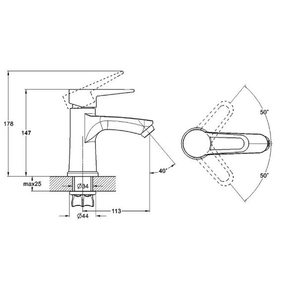 Змішувач для раковини WEZER PUD1-045-WHITE | Зображення 1