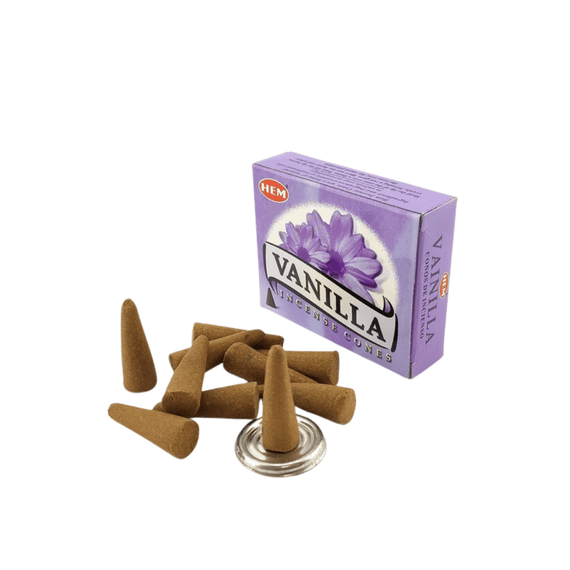 Ароматичні конуси Vanilla  Ваніль 10 шт. в уп. + підставка Hem 8901810480216