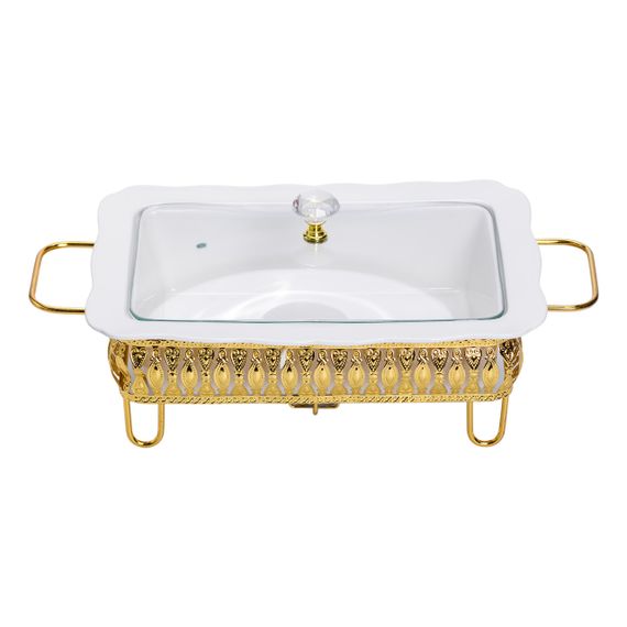 Порцеляновий прямокутний марміт із кришкою та металевою підставкою (1.5 л) | Зображення 1