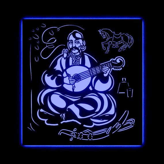 Панно декоративне картина на стіну козак Мамай LED підсвітка 500х530acr-p000269 | Зображення 2