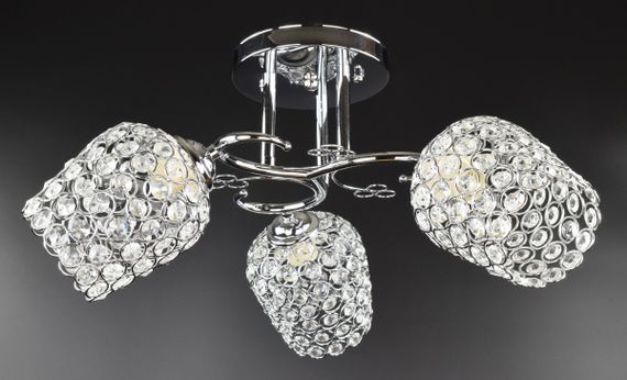 Люстра стельова на 3 лампочки 25119 Хром 26х43х43 см.