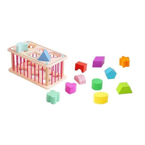 Сортер дерев'яний, стінки з резинками, 12 фігурок WToys C 60434