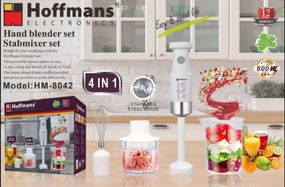 Блендер погружной Hoffmans 4 в 1 600W HM-8042 • Многофункциональный блендер с насадками для взбивания и измельчения