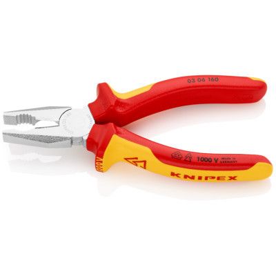 Плоскогубцы KNIPEX комбинированные диэлектрические VDE (03 06 160) | Зображення 1