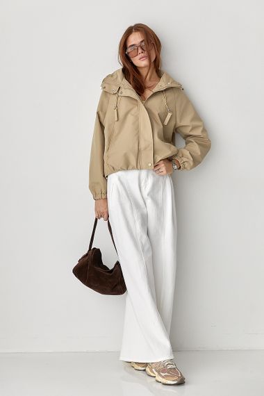 Вітровка вільного фасону на блискавці - світло-коричневий цвет, ONE SIZE (є розміри) | Зображення 2