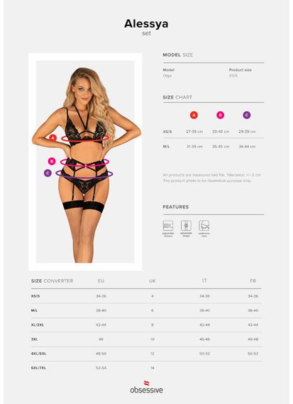 Комплект Obsessive Alessya 3 предмети M/L | Зображення 6