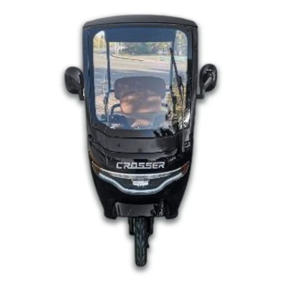 Електротрайк Crosser TR-7 1000W 72V 24Ah, 3 місця, до 60 км, з дахом і кофром, триколісний електроскутер Чорний | Зображення 7
