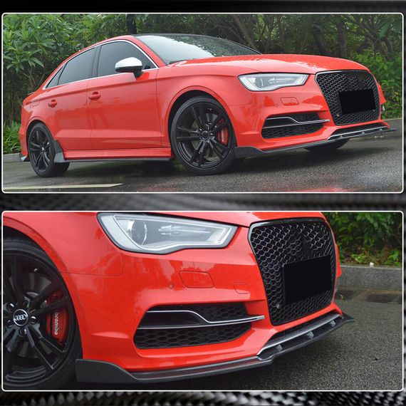 Накладка на передній бампер Lip V3 (для S-Line SD 2012-2016, Карбон) для Ауди A3 рр | Зображення 3