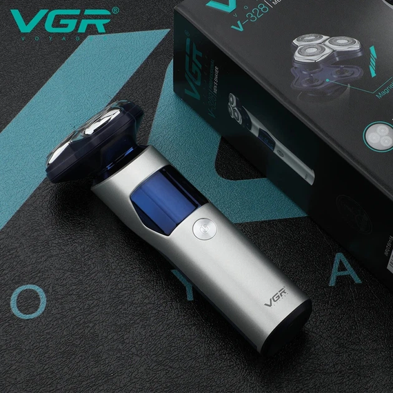 Электробритва VGR V-328 - роторная, водонепроницаемая, LED-дисплей, беспроводная | Зображення 4