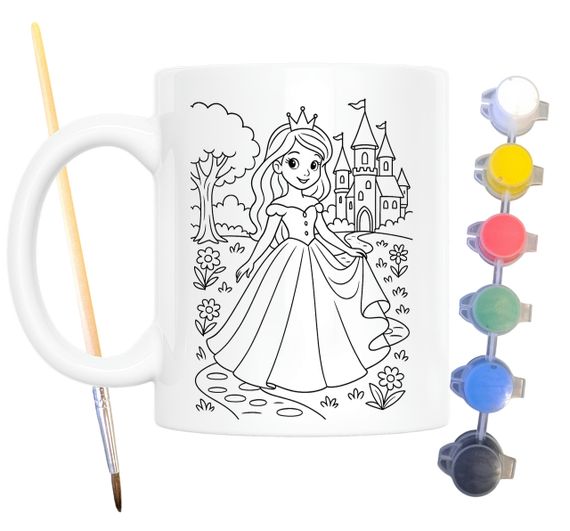 Набор для творчества кружка раскраска Принцесса 330 мл белая (КР0126) | Зображення 1