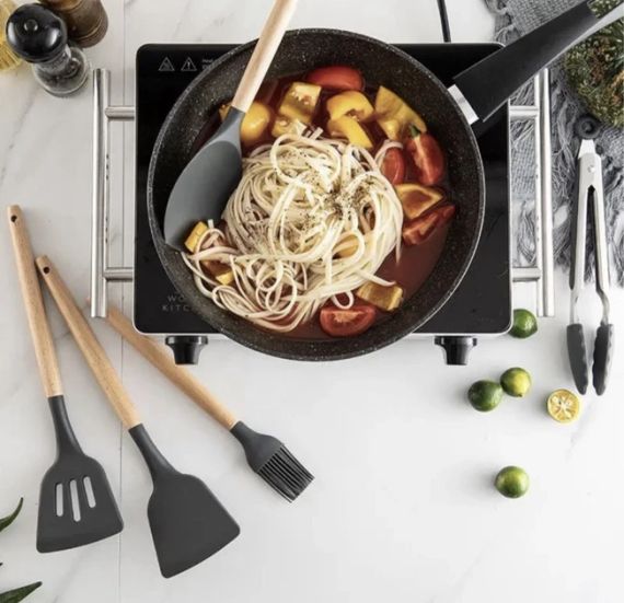 Силіконовий кухонний набір приладдя Kitchen stuff 12 предметів BLACK | Зображення 7