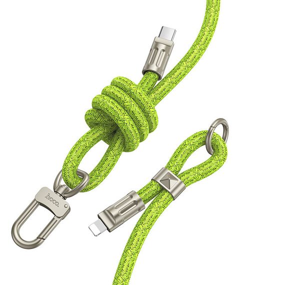 Дата кабель-шнурок Hoco GH7 Elegant Type-C to Lightning (1.8m) Fluorescent Green | Зображення 1