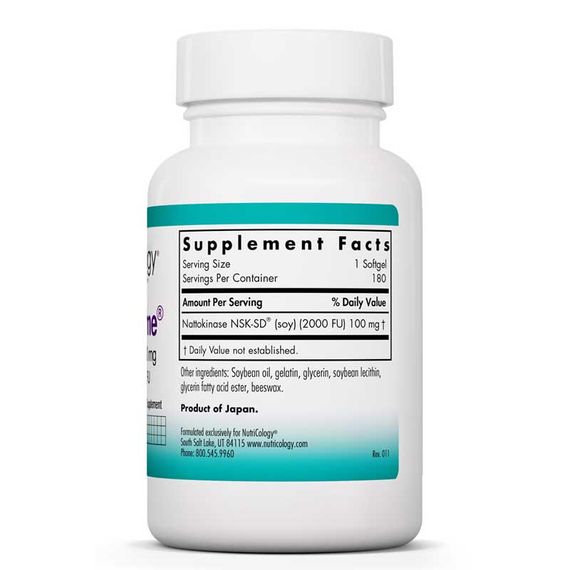 Комплекс для профілактики тиску та кровообігу Nutricology NattoZyme Nattokinase 100 mg 180 Caps ARG-55380 | Зображення 1