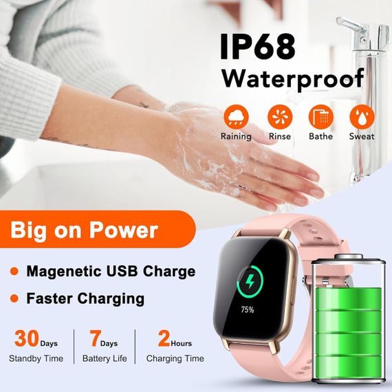 Розумний годинник Hoxe для жінок, приймання і здійснення дзвінків, 1,85-дюймовий сенсорний HD-екран, фітнес-годинник з датчик | Зображення 2