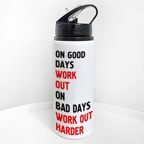 Пляшка для води з трубочкою On good days work out. On bad days work out harder 600 мл (PLV_25A041)