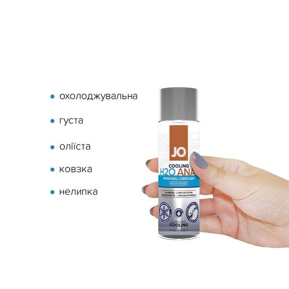 Анальна змазка JO ANAL H2O — COOLING (60 мл) охолоджувальна, на водній основі | Зображення 1