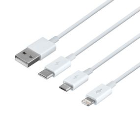 Кабель USB Baseus USB to Micro / Lightning / Type-C 3.5A 1.5m CAMLTYS Колір Бiлий, 02