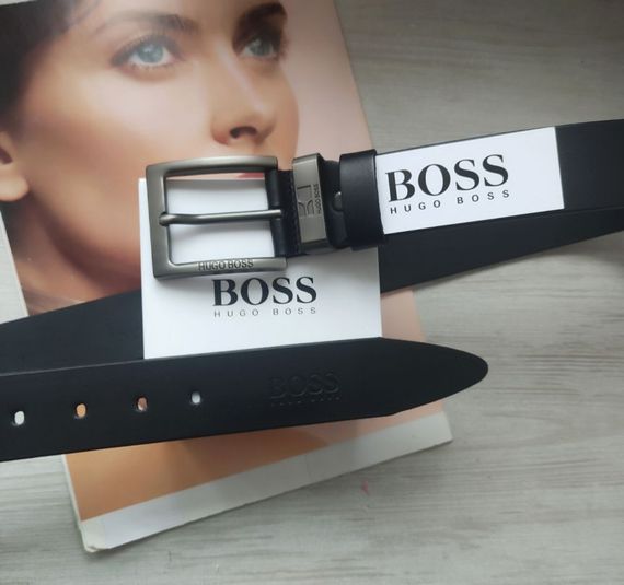 Чоловічий шкіряний ремінь Hugo Boss чорний | Зображення 1