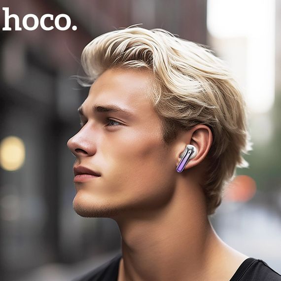 Бездротові TWS навушники Hoco EQ16 Shine ANC+ENC Purple glaze | Зображення 2