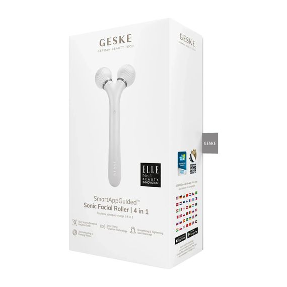 Электронный ультразвуковой ролик для лица GESKE Sonic Facial Roller 4в1 gray, Белый | Зображення 7