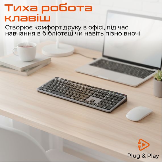 Клавіатура Meetion WK330 Wireless/Bluetooth Black (MT-WK330-A-RUA) | Зображення 2