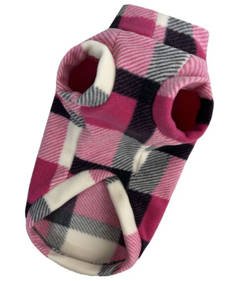 Светр для котiв флiс картатий малина SC-19 | Зображення 2