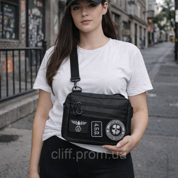 Тактическая сумка для патчей Cordura 600D — 5 карманов, мессенджер черный из ткани | Зображення 3