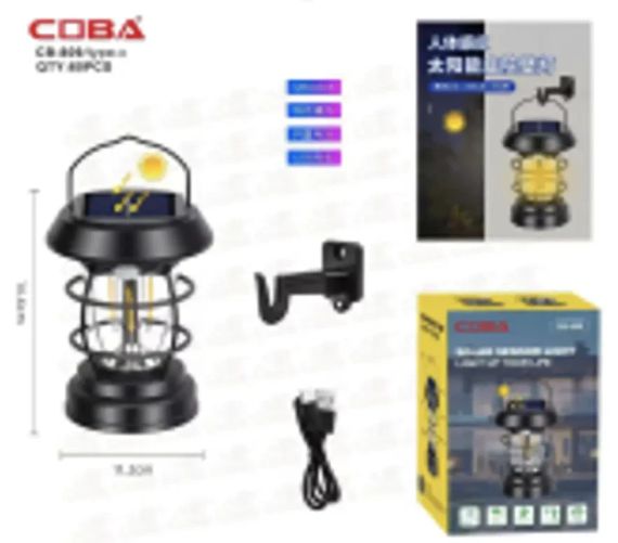 Кемпинговый фонарь с аккумулятором и солнечной панелью CB 808