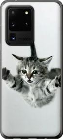 Чехол на Samsung Galaxy S20 Ultra Летящий котёнок из пластика FCh_085288