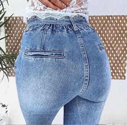 Джинси жіночі jeans мом з царапками весняний коттоновый 27, 28, 29, 30 розміри DM-3679 Блакитний | Зображення 3