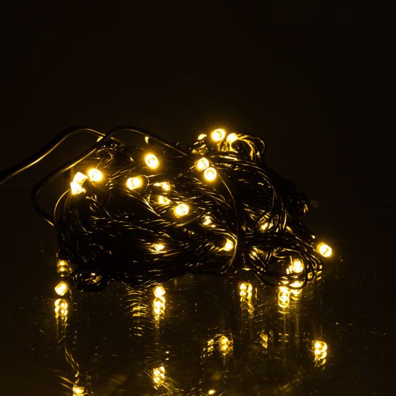 Новорічна кімнатна гірлянда нитка 6 м 50 LED чорний провід Жовтий W50LED6MBY