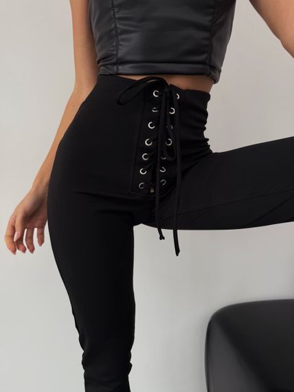 Женские лосины-брюки со шнуровкой трикотажные LI2045 цвет черный, размер 48/50 | Зображення 8