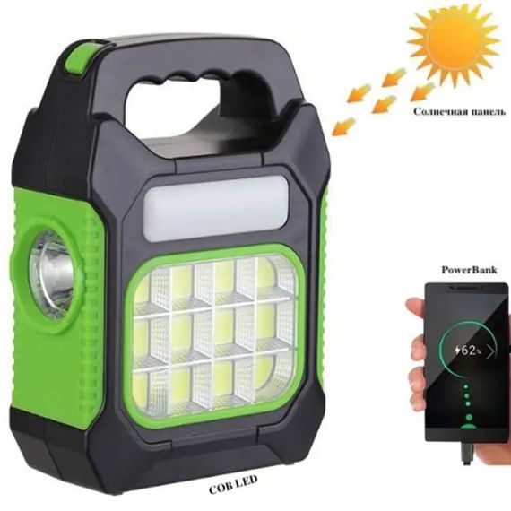 Ліхтар переносний JY-978D-LED+12COB, power bank. OI-515 Колір: зелений | Зображення 1
