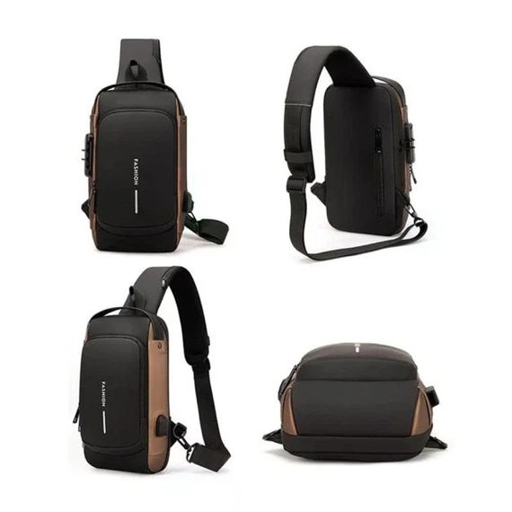 Нагрудная сумка Backpac XL-1514100 черно-серая маленькая | Зображення 4