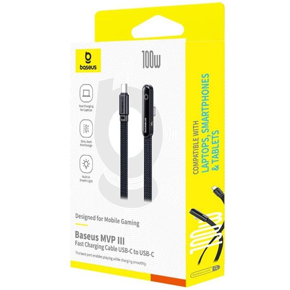 Дата кабель Baseus MVP 3 side plug and stand Type-C to Type-C 100W (1m) (P10382500121) Cosmic Black | Зображення 3