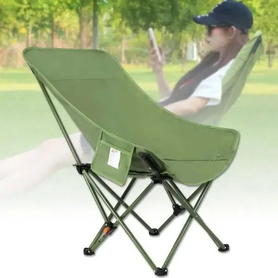 Складной туристический стул MA560green 45×93×58 см зеленый до 200 кг • Кресло для пикника, рыбалки, кемпинга и отдыха на природе | Зображення 1