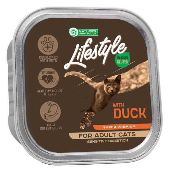 Вологий корм для дорослих котів з чутливим травленням з качкою Nature's Protection Lifestyle Sensitive Digestion with duck 85 г