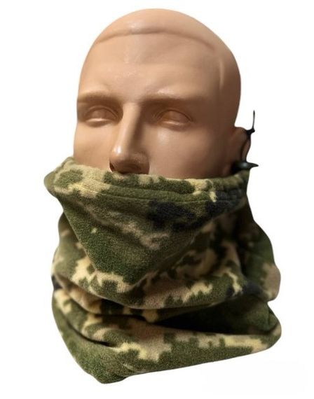 Бафф зимний военный Светлый пиксель,Тактический шарф-труба из флиса, Теплый бафф с фиксатором регулировки