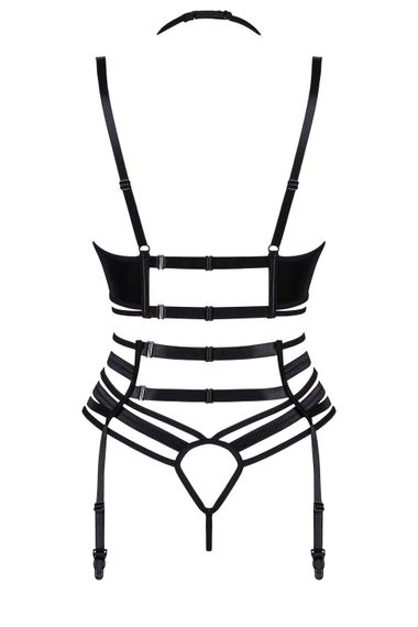 Комплект с поясом Beauty Night JOANNA SET bra, garter belt, thong Черный с цветами S/M | Зображення 6